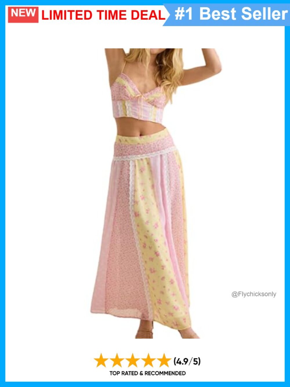 Floral Print Crop Top and Pleated Maxi Skirt Set Sleeveless Summer Outfit